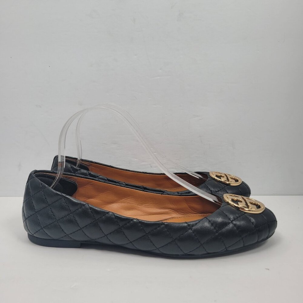 Tory Burch Women's Black Quilted Leather Ballet Flats US Size 8.5M